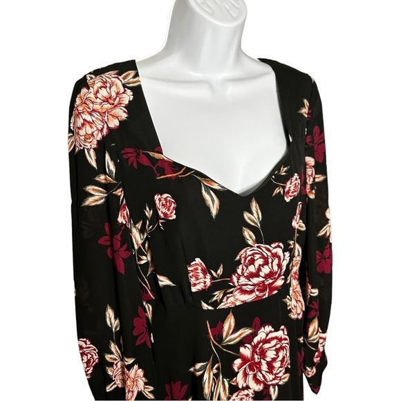 Cupcakes and Cashmere Women's Jaylyn Roses Printed Dress Sweetheart Neckline 6 - Picture 3 of 7